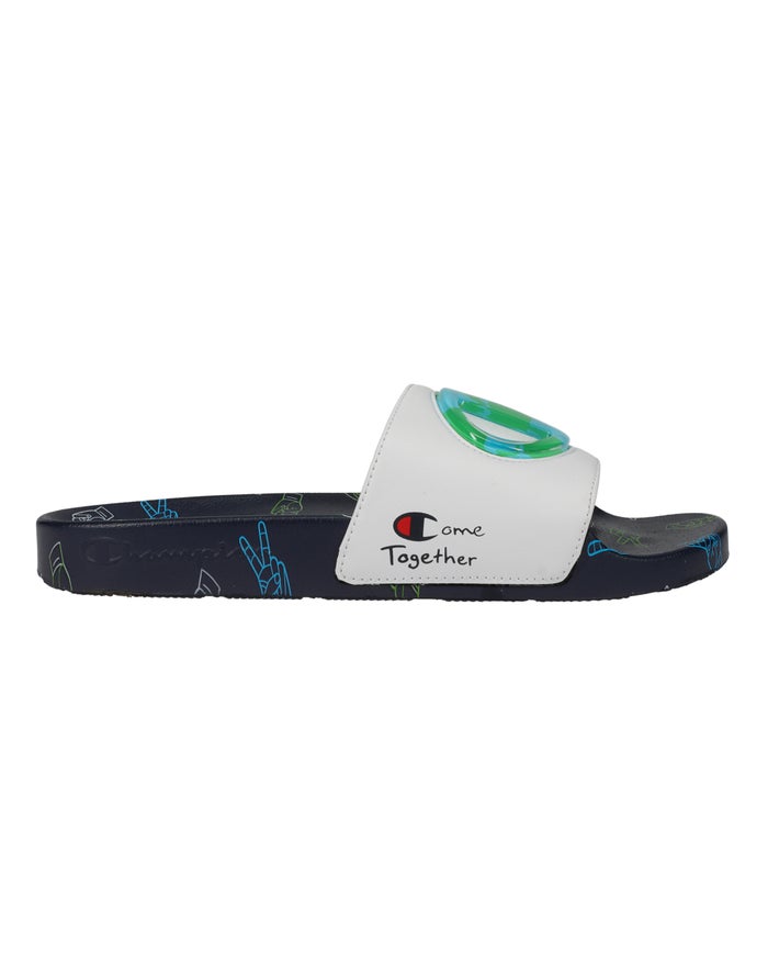 Champion Mens Slides NZ - Ipo White/Navy ( 2475-KYBRT )